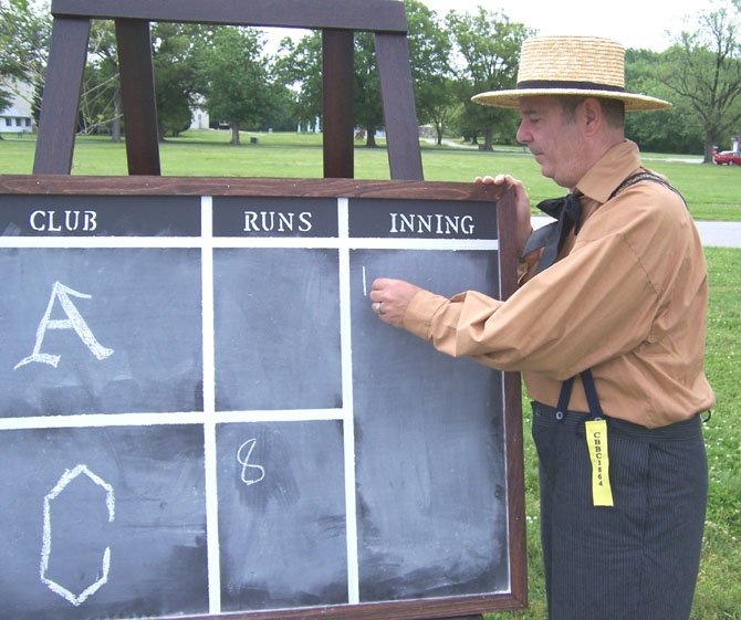 This is how they keep score in a "vintage" baseball game.