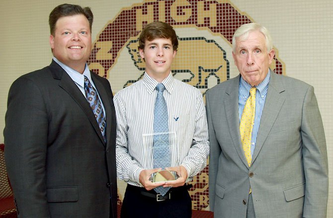 Award winner, Garrett Allen – of Oakton High – with Rick Dansey (left) and U.S. Rep. Frank Wolf.