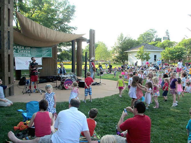 Coach Cotton, Willie Bob and Boogie-woogie Benny – no kidding – are Rocknoceros. And the children just love them, as evidenced by the last weekend concert on Vienna’s Town Green.

