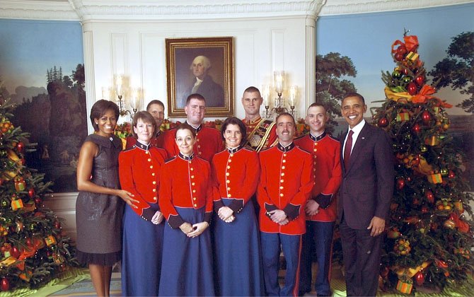 Bassonist Chris McFarlane (second to the left of President Obama) has served presidents Clinton, Bush, and Obama.