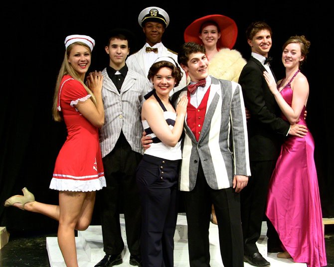 Lead actors in “Anything Goes” are (front row, from left) Corinne Holland, Julian Sanchez, Katelyn Reimer, Joshua Ewalt, Colby Dezelick and Rachel Shirley; and (back row, from left) Chaz Coffin and Karin Hoelzl. (Not pictured, Daniel Perkes.) 
