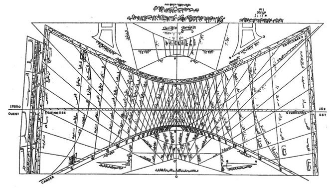 A design of the sundial at the mosque in Damascus, which the Analemma Society hopes to fund a replica for Observatory Park at Turner Farm. 