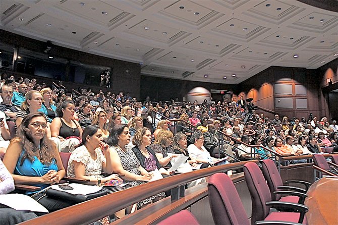 Child care providers, parents and concerned citizens filled the Fairfax County Board Auditorium for the Child Care Town Hall. Representatives from Supervisor Pat Herrity's office reported that more than 350 people were in attendance.