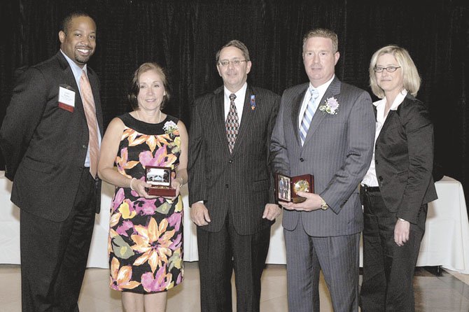 From left are Loren Rufino, Jennifer Campbell, Michael Frey, John Cleveland and Lynne Strobel. Rufino and Strobel are members of the Celebrate Fairfax Board of Directors.