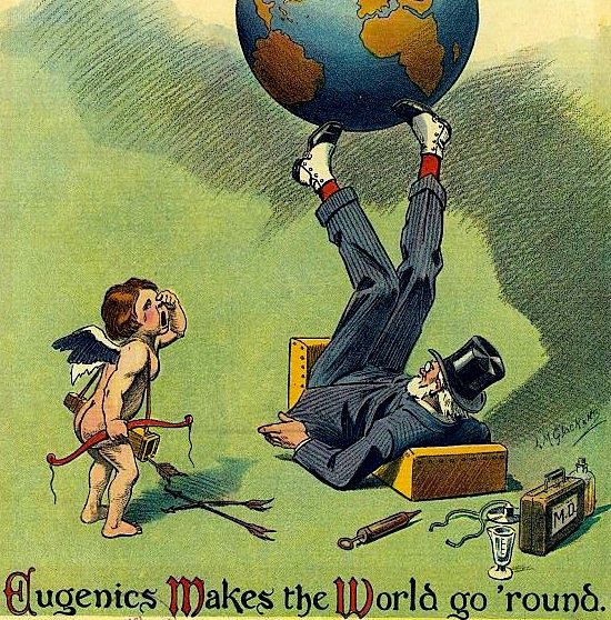 1894 Puck magazine cover shows a well-dressed old man wearing a top hat and spats, lying on his back, bouncing the earth on his feet. A doctor's bag is in the foreground next to a weeping cherub.