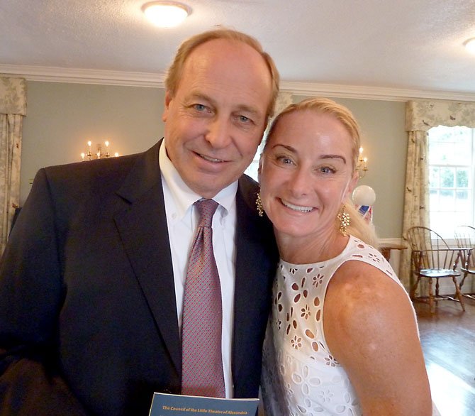 Brooke Curran, right, with Dean Shaw of Shaw and Sullivan CPA, one of the sponsors of the Aug. 7 benefit performance of “Sweeney Todd” at The Little Theatre of Alexandria.