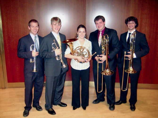 Stuart Stephenson (second to left) with his quintet, the Vandalay Brass.