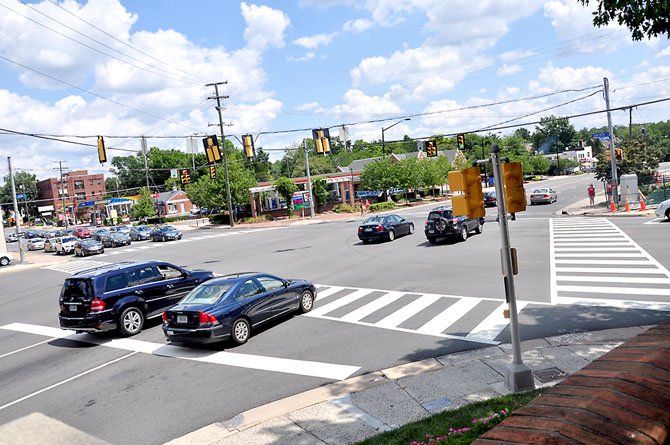 The intersection of Chain Bridge Road and Old Dominion Drive in downtown McLean, where a utility undergrounding project is taking place. 