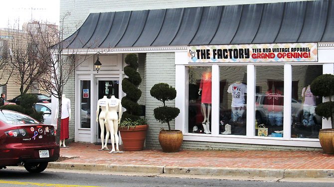 The Factory Vintage T-shirt shop at 10409 Main Street in the City of Fairfax sells vintage and custom t-shirts and other apparel.