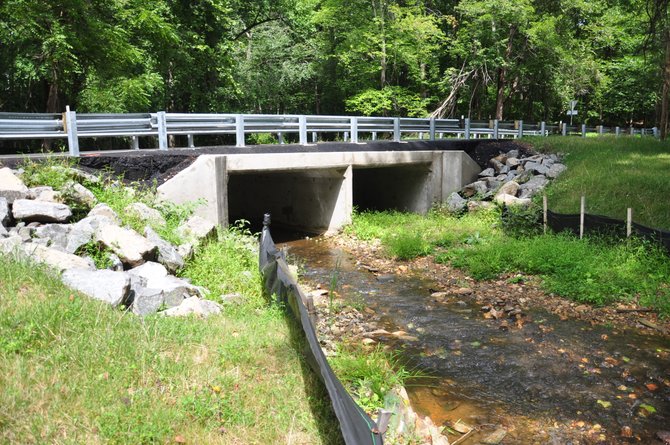 A temporary bridge and box culvert built on Beach Mill Road over Nichols Run. VDOT had proposed to close and build the new, permanent bridge starting this month, but moved it back to June 2013. 