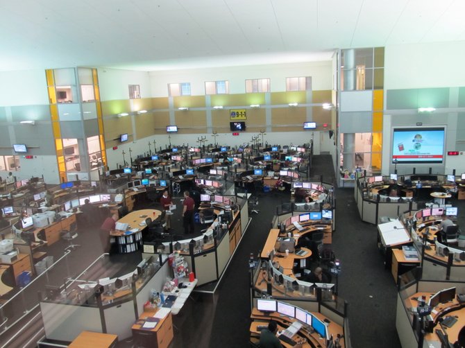 Fairfax County’s 911 Call Center located in the McConnell Public Safety and Transportation Operations Center, named after former Fairfax County Supervisor Elaine McConnell. 