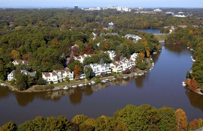 This aerial photo of Reston, taken by Jim Kirby on Oct. 23, 2008, shows the expanse of trees that covers the densely populated community.

