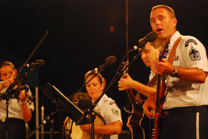 The Celtic Aire, a U.S. Air Force band, performs its final summer concert on Aug. 31 at the Air Force Memorial in Arlington.