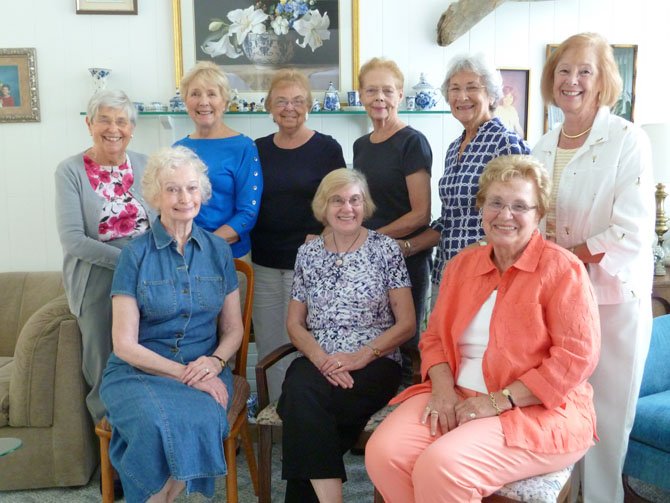 The Women’s Club of Potomac is celebrating 40 years of servie to the community. Top row, from left, are Phyliss Warshauer, Ruth Zook, Edith Mueller, Carolyn Patterson, Joan Haller and Beverly Haass. Seated, from left, are founder Jeanine Mingos, president Mary Jane Morison and founder Joan Mason.