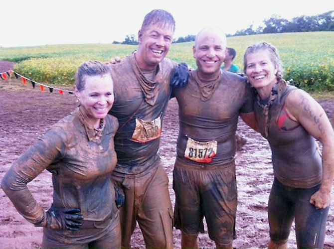 “Team Grace” at the Tough Mudder event in honor of sister, Grace Thomas LeGros, who died from brain cancer in January. Left to right, Kris Floyd Thomas, Rich Thomas, Tom Bresnahan and Kim Thomas Krongaard.

