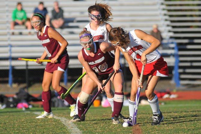 Jane Heller (18) scored the Mount Vernon field hockey team’s lone goal via penalty stroke during a 1-0 win against Stuart on Oct. 6.