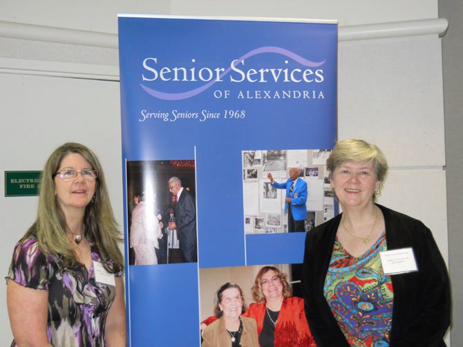 From left: Debbie Ludington, long term care coordinator from the City of Alexandria and Mary Lee Anderson, resource center director at Senior Services of Alexandria share information with Watergate at Landmark residents on aging well in Alexandria.
