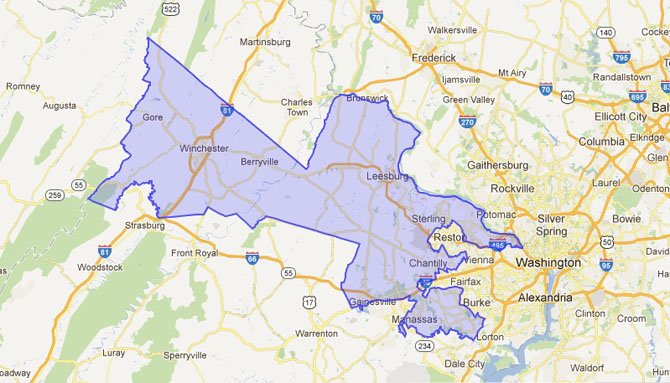 The new 10th Congressional District, which will see incumbent Rep. Frank Wolf (R) face off against Kristin Cabral (D) and Kevin Chisholm (I) Nov. 6. 