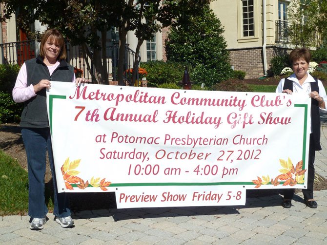 Susan Magafan and Joanna Simeone advertise the Metropolitan Community Club Craft Fair.
