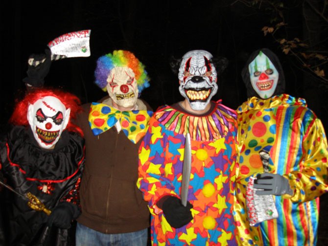 Last year’s Scary Clowns on the Haunted Trail were (from left) Steve Parrott, R.J. Carey, Eric Hencken and Rick Layfield. 

