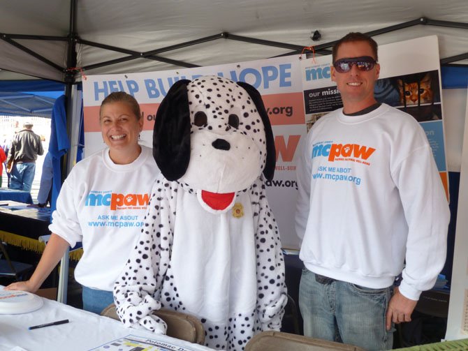 Toni Stiefet and Kenny Kelley with MCPAW the Dalmatian at Potomac Day. 