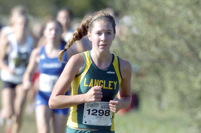 Langley’s Jacquelyn Hulett, seen earlier this season, finished 35th at the Liberty District cross country championships on Oct. 24 at Burke Lake Park.