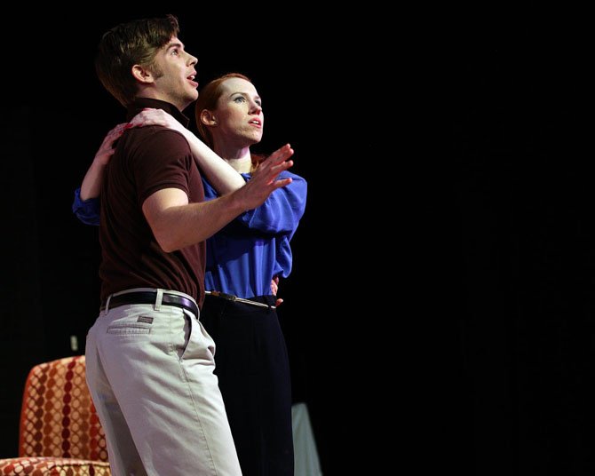 James Myers (Warren Ives) and Heather Benjamin (Lesley Rosen) play new homeowners who hear the chants of a Jewish cantor in the LTA production of “Cantorial.” “Cantorial” is playing now through Nov. 17 at The Little Theatre of Alexandria, 600 Wolfe St., Alexandria. Visit www.thelittletheatre.com.
