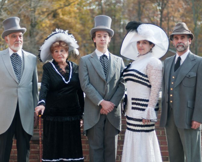 David Berkenbilt (Col. Pickering), Nan Muntzing (Mrs. Higgins), Phil McLeod (Freddy Gynsford-Hill), Mary Wakefield (Eliza Doolittle), and Ken Kemp (Henry Higgins).