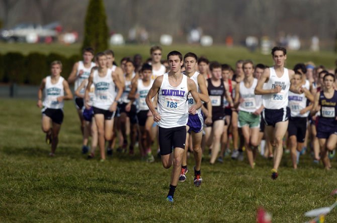 Chantilly senior Sean McGorty runs ahead of the field during the AAA boys’ race at the VHSL state cross country meet on Nov. 10 at Great Meadow.