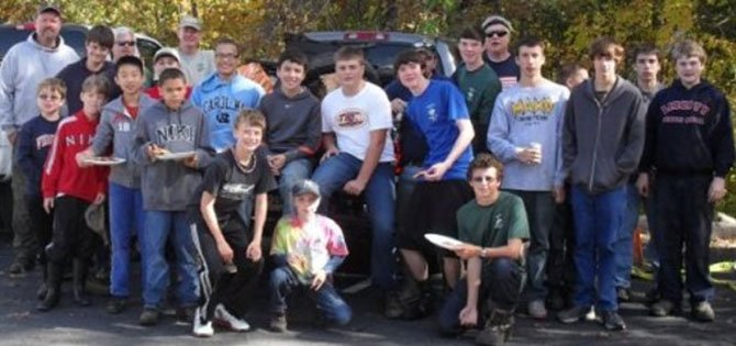 Members of Little Rocky Run Troop 577 helped pull trash from a section of the Little Rocky Run watershed in November.