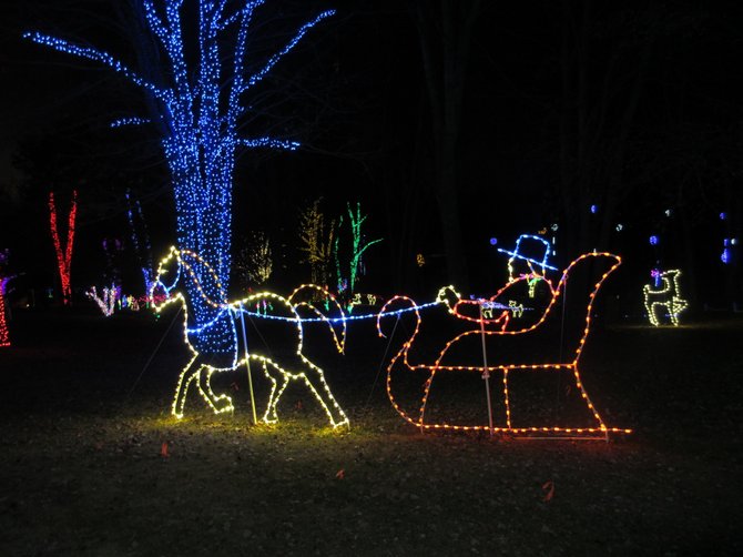 Among the scenes at Meadowlark’s Winter Walk of Lights was a horse-drawn sleigh. Nature, holiday and playful themes were born of 500,000 LED lights.