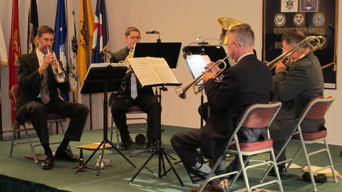 Members of the McLean Orchestra Brass Quintet.