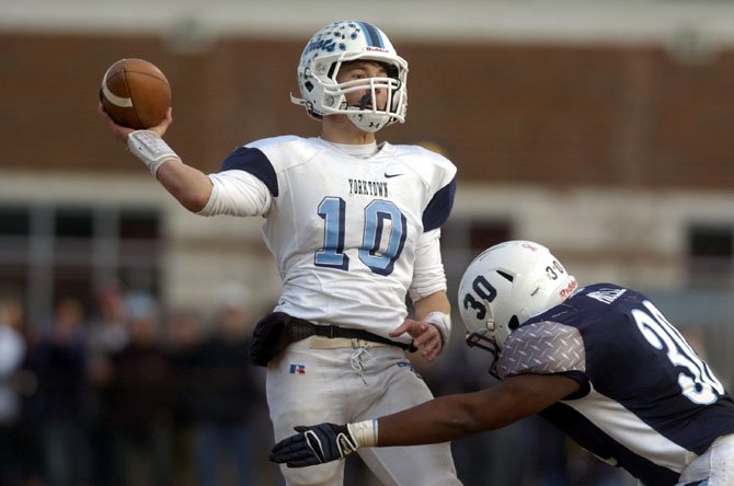 Yorktown quarterback Will Roebuck threw four touchdown passes against Stone Bridge in the Division 5 Northern Region championship game on Nov. 23.