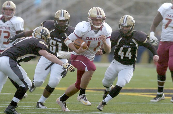 Oakton quarterback Kyle Downer threw two touchdown passes and ran for a score against Westfield in the Division 6 Northern Region football final on Nov. 24.