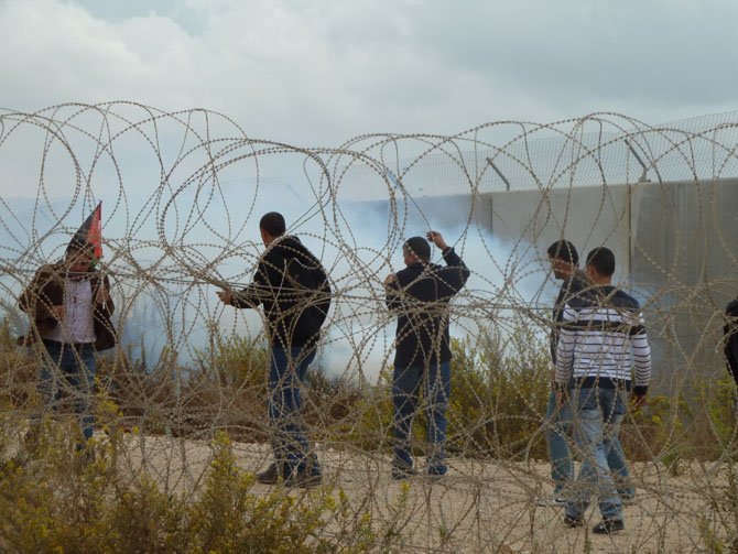 Tear gas at a weekly protest demonstration against the Israeli occupation.
