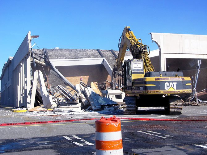 Exterior demolition of Springfield Mall began with what was originally a Garfinckel’s Department Store, which later became a Sports Authority. Vornado kicked off exterior demolition of the mall on Monday, Nov. 26. 