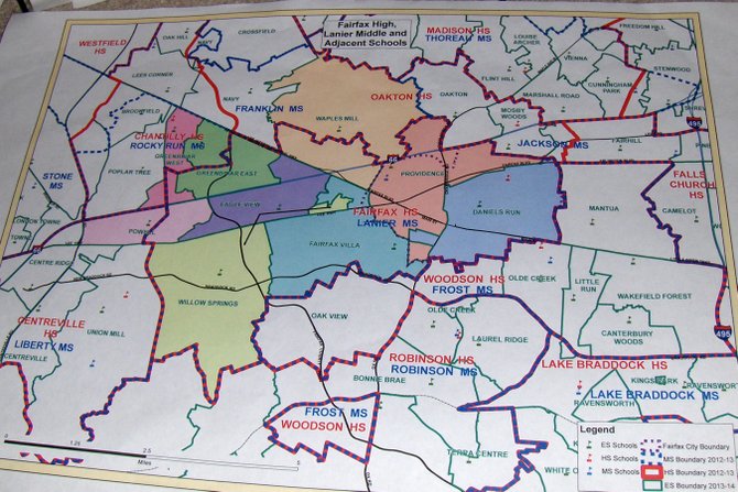 A map of the school boundary study area under consideration.