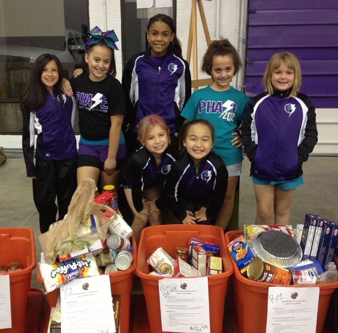 A few members of Phase Twilight dance team helping with the WFCM food baskets.