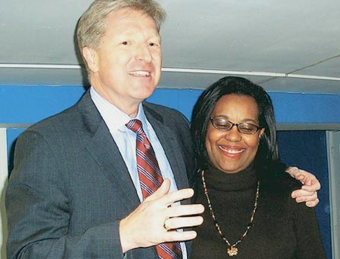 Brian Moran congratulates Charniele Herring the night she narrowly beat Republican Joe Murray in a special election for the 46th District of the House of Delegates. 