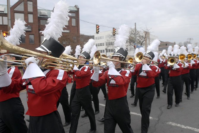 The McLean High School Marching Band participates in the 5th Annual WinterFest Parade in McLean on Sunday evening.
