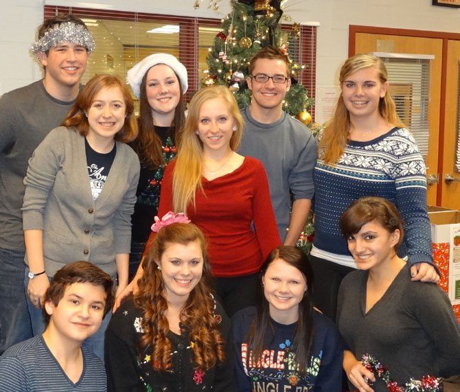 Directing Westfield High’s “Ho-Ho Holiday Show” are (top row, from left) Aidan Quartana, Shannon Douglass, Mitchell Buckley and Bayleigh Aschenbrenner; (middle, from left) Abby Picard and Sarah Schweit; and (bottom row, from left) Alex Mann, Allie Koenigsberg, Maggie Mitchell and Olivia Joseph.