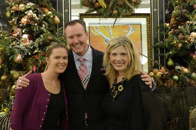 From left, Arlington resident Allie Mann, Barry Dixon of Barry Dixon Interiors and Alexandria resident Allison Priebe Brooks created Christmas decor for the Georgetown Jingle.