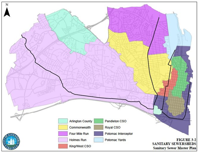 Alexandria sanitary sewersheds.