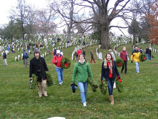 Exchange students participate in Wreaths Across America Ceremony 2012.