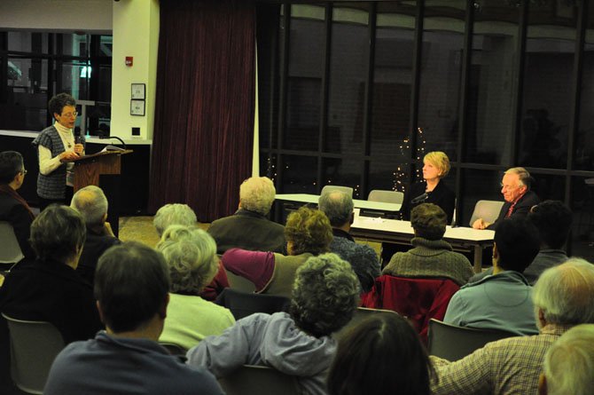 Resident Jane Anthony tells Sen. Janet Howell (D-31) and Del. Ken Plum (D-36) what legislation she would like to see in the upcoming General Assembly session. 