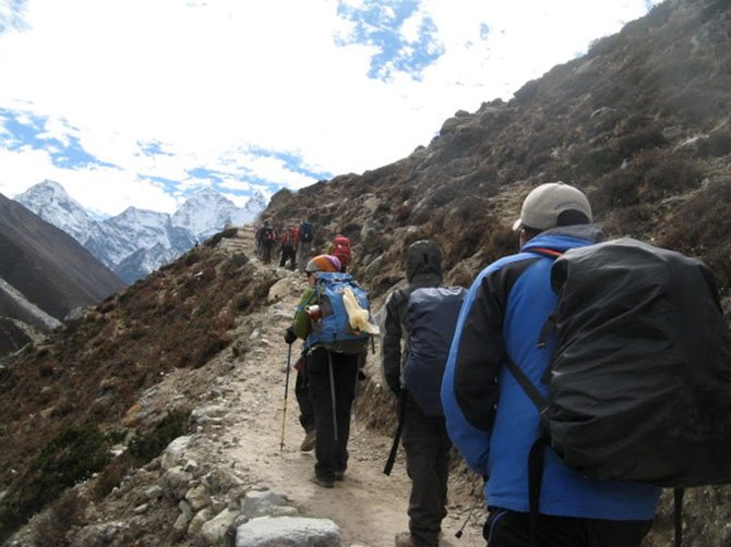 Bridgit Fried and Cindy Steuart’s group on its way to Mt. Everest.