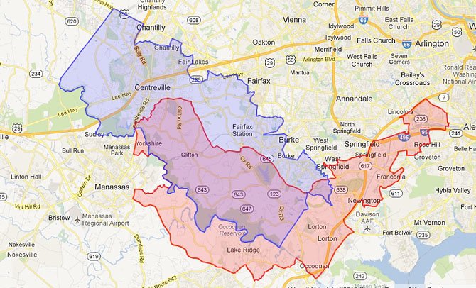 State Sen. George Barker (D-39) would lose Alexandria and gain Centreville.