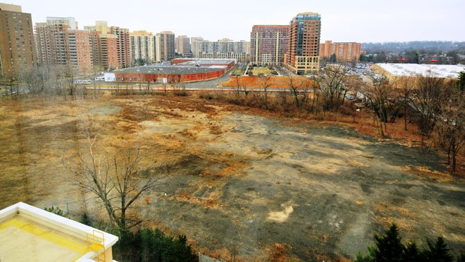 A view of the Vornado/Charles E. Smith proposed PenPlace property from the 6th floor of the Marriot Resident Inn that borders the property.