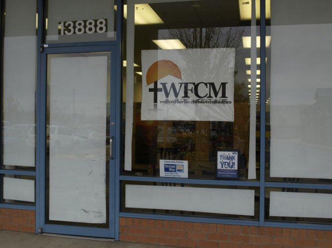 The exterior of WFCM’s new food-pantry location in Chantilly’s Sully Place shopping center. 