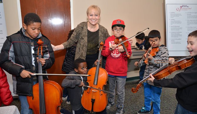 The youngsters from the Alternative House program are getting their musical tips from none other than the McLean Orchestra Music Director and Conductor Maestra Miriam Burns during the pre-show Musical Petting Zoo Hour.